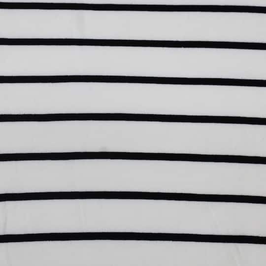 Fabric Merchants Black & White Stripes Double Brushed 4-Way Stretch Fabric